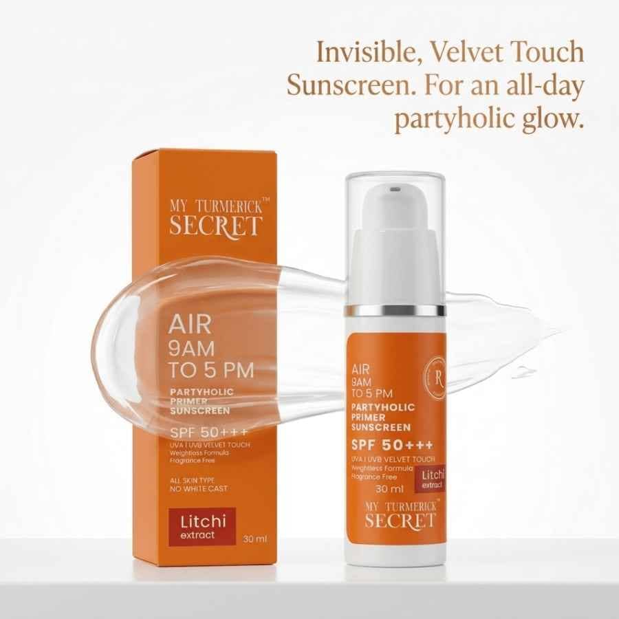 AIR 9AM TO 5 PM Partyholic Primer velvet Touch Sunscreen - My Turmerick Secret