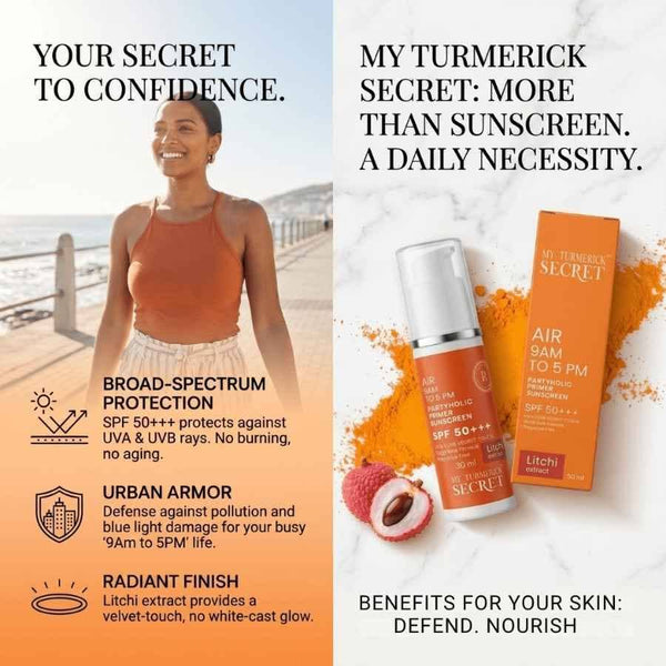 AIR 9AM TO 5 PM Partyholic Primer velvet Touch Sunscreen - My Turmerick Secret