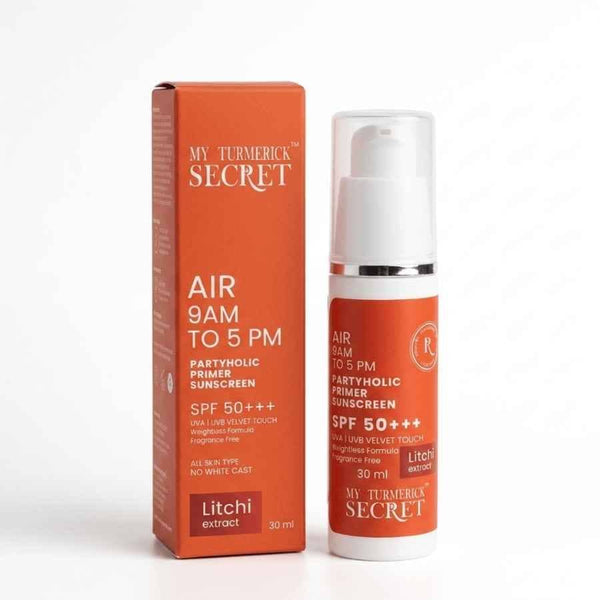 AIR 9AM TO 5 PM Partyholic Primer velvet Touch Sunscreen - My Turmerick Secret