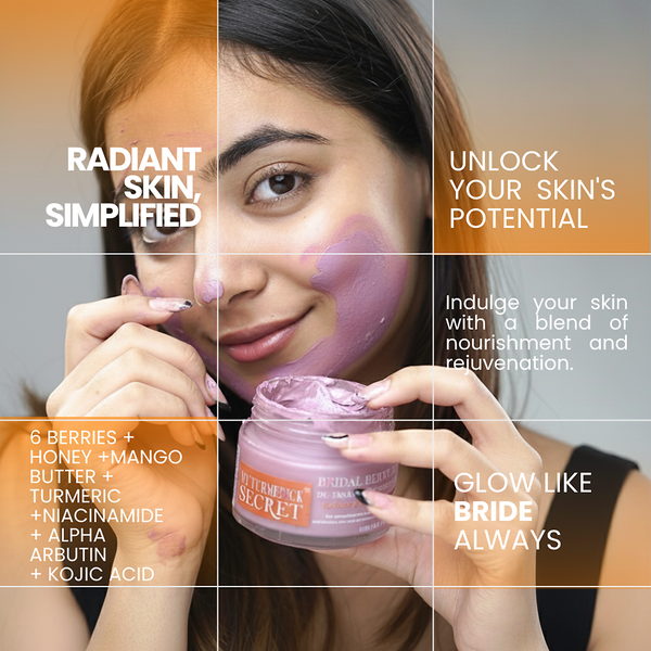 BRIDAL BERRY BLUSH FACE MASK | Pre Bridal  Antioxidant Rich With Power of Six Berries , Mango Butter & Kojic Acid  (100GM)