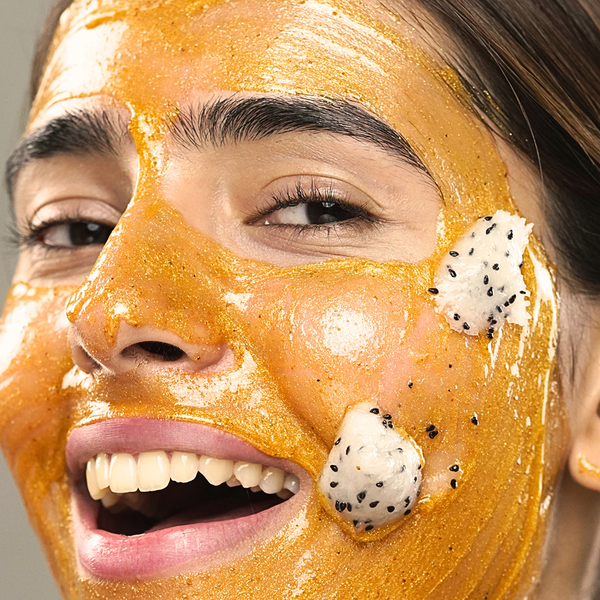 24K GOLD TURMERIC FACE MASK | 2 in 1 Brightening Mask & Scrub | Enriched With Glutathione & Dragon Fruit Extract (100GM)