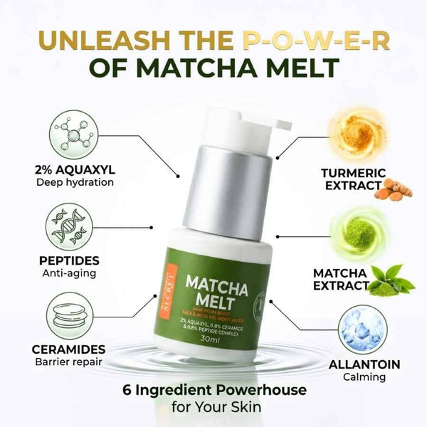 Matcha Melt 24HR Hydra Boost Face &amp; Neck Gel Moisturizer (30ml) - My Turmerick Secret