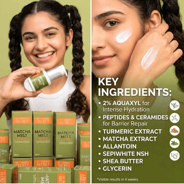 Matcha Melt 24HR Hydra Boost Face &amp; Neck Gel Moisturizer (30ml) - My Turmerick Secret