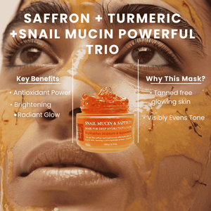 Saffron face mask by My Turmerick Secret with snail mucin skincare for hydrating face pack and brightening face pack benefits