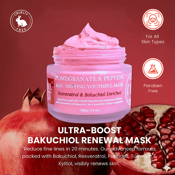 POMEGRANATE & PEPTIDE AGE-DEFYING FACE MASK | Resveratrol & Bakuchiol Enriched (100 GM) - My Turmerick Secret