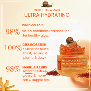 the brightening power of Saffron and Turmeric combined with healing Snail Mucin.
